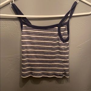 Brandy Melville White & Navy Blue Striped tank top